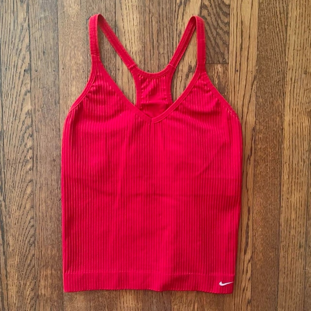 Y2K Nike Red Ribbed Tight Cami Top w/ Built-In Bra
